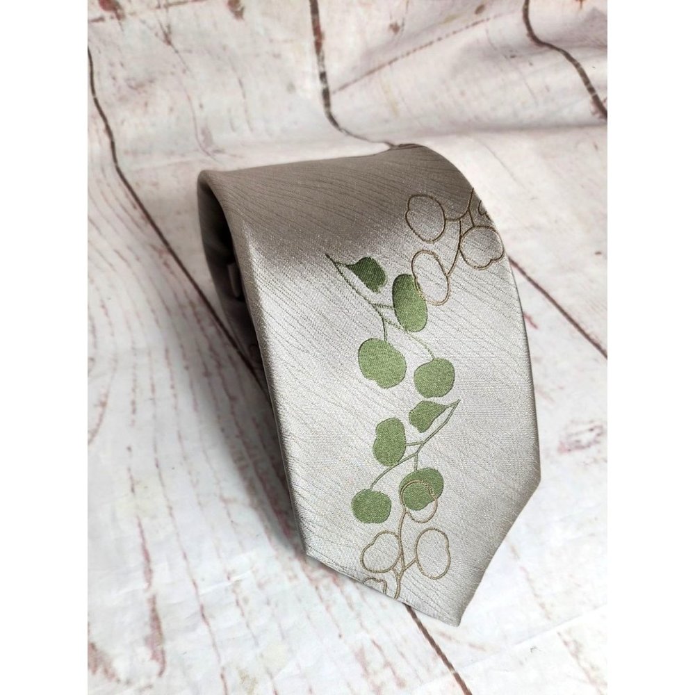 Cintas Gray Green Floral Designer Tie - Elegant and Stylish